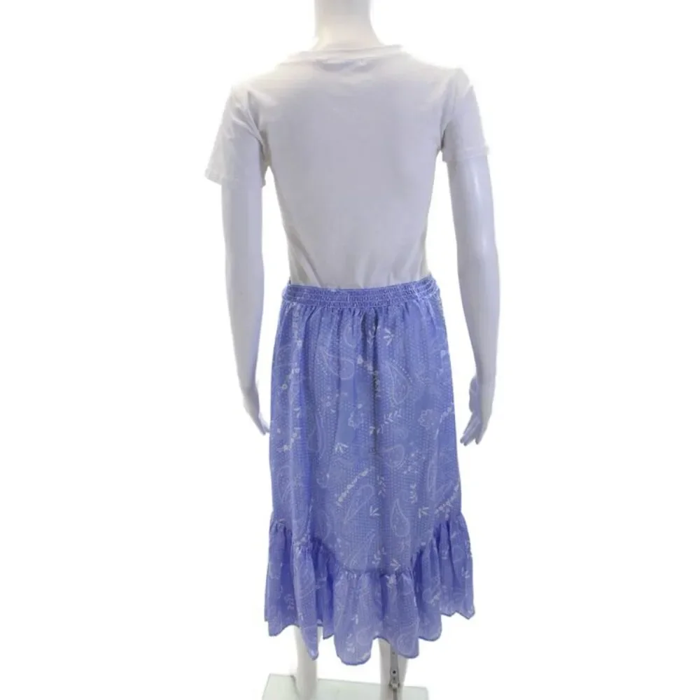 Blush Women's Elastic Waist Pull-On Tiered Midi Skirt Purple Floral Size S